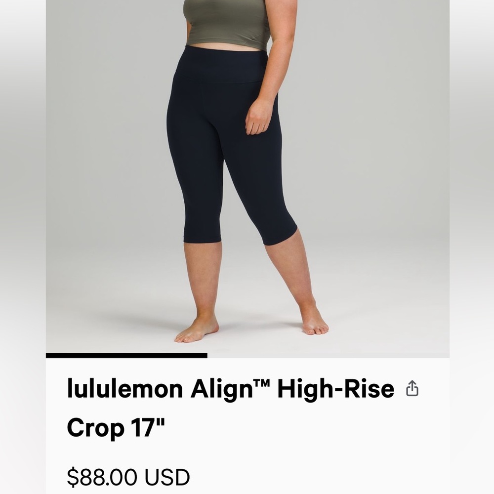 Lululemon Align High Rise Pant True Navy Leggings 17” Size 12